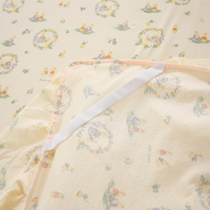 91家纺网 家纺一手货源 找家纺 乐逸家纺 2026新款A类母婴双层纱床裙韩版蕾丝花边床裙小清新印花床裙源头供货现货 兔子欢喜