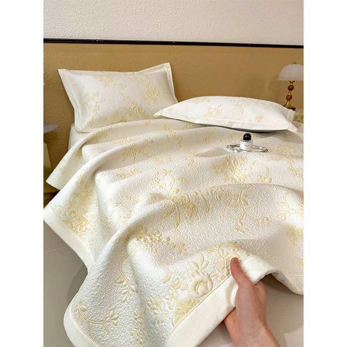 91家纺网 家纺一手货源 找家纺 女子家纺 2026新款夏天A类母婴级凉感值过0.21凉豆豆软席凉席-思琳娜系列 思琳娜-淡黄-床席款