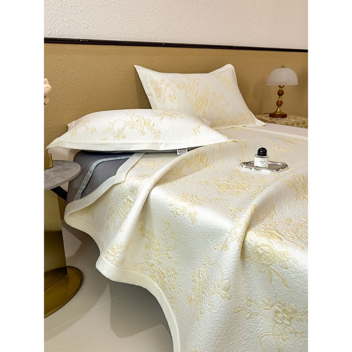 91家纺网 家纺一手货源 找家纺 女子家纺 2026新款夏天A类母婴级凉感值过0.21凉豆豆软席凉席-思琳娜系列 思琳娜-淡黄-床席款