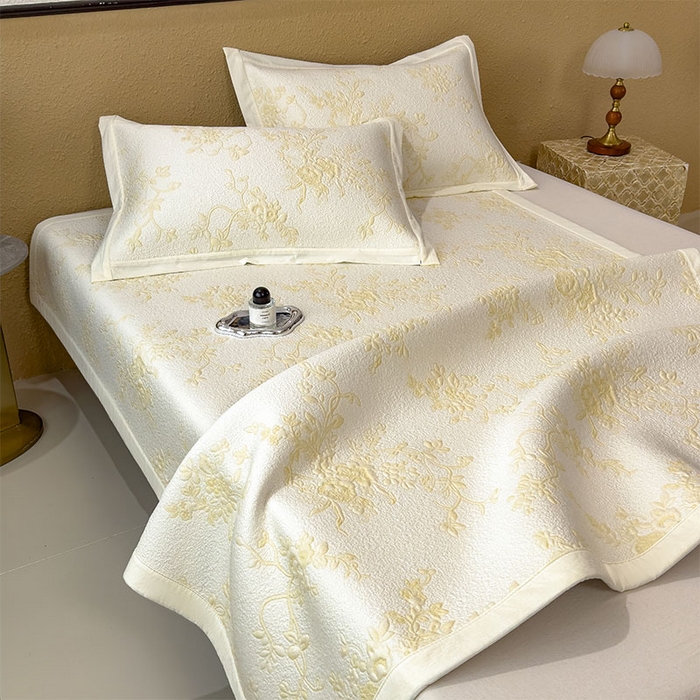 91家纺网 家纺一手货源 找家纺 女子家纺 2026新款夏天A类母婴级凉感值过0.21凉豆豆软席凉席-思琳娜系列 思琳娜-淡黄-床席款