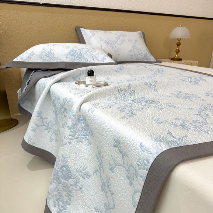 91家纺网 家纺一手货源 找家纺 女子家纺 2026新款夏天A类母婴级凉感值过0.21凉豆豆软席凉席-思琳娜系列 思琳娜-天空蓝-床席款