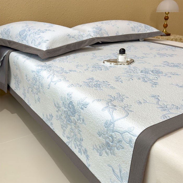 91家纺网 家纺一手货源 找家纺 女子家纺 2026新款夏天A类母婴级凉感值过0.21凉豆豆软席凉席-思琳娜系列 思琳娜-天空蓝-床席款