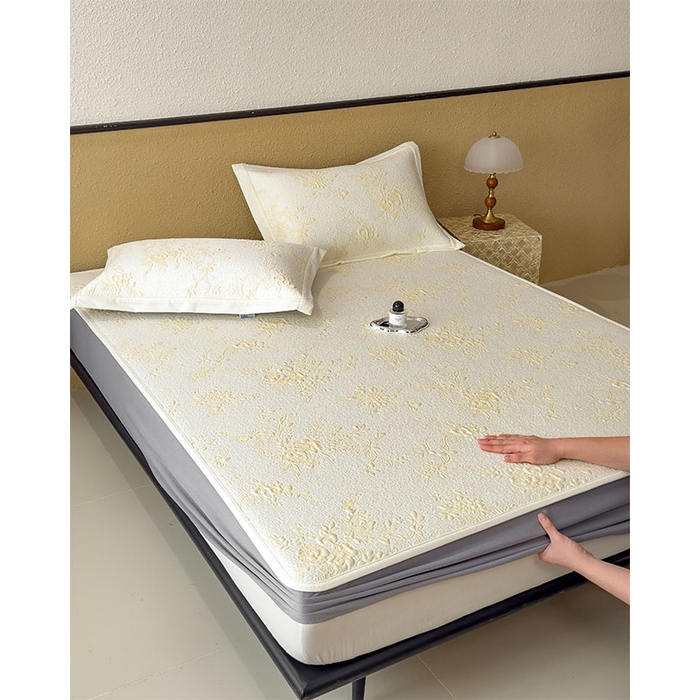 91家纺网 家纺一手货源 找家纺 女子家纺 2026新款夏天A类母婴级凉感值过0.21凉豆豆软席凉席-思琳娜系列 思琳娜-淡黄-床笠款