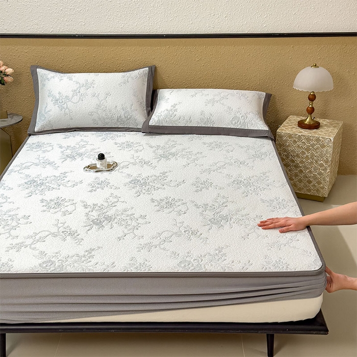 91家纺网 家纺一手货源 找家纺 女子家纺 2026新款夏天A类母婴级凉感值过0.21凉豆豆软席凉席-思琳娜系列 思琳娜-淡蓝-床笠款