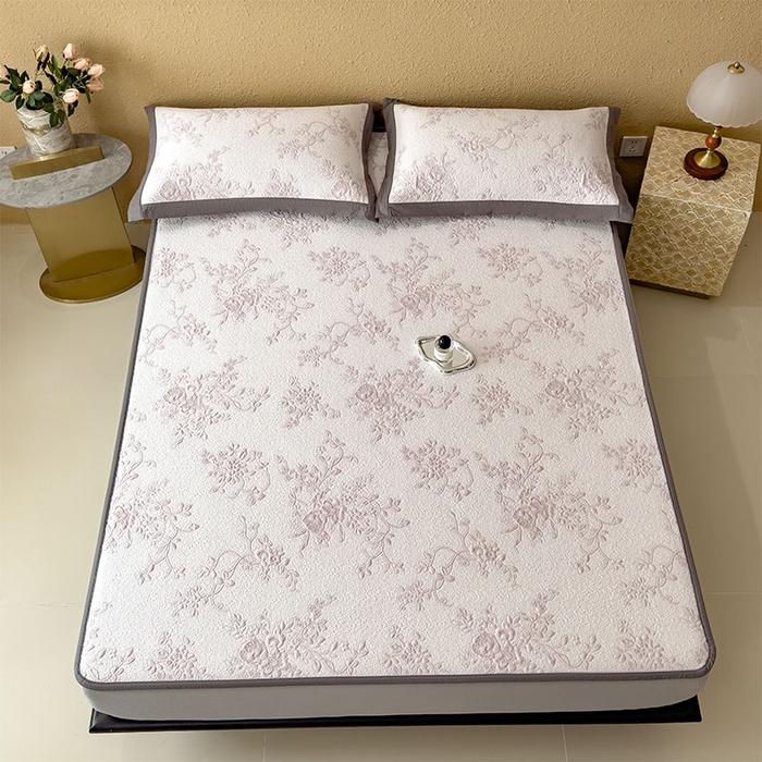 91家纺网 家纺一手货源 找家纺 女子家纺 2026新款夏天A类母婴级凉感值过0.21凉豆豆软席凉席-思琳娜系列 思琳娜-淡雅紫-床笠款