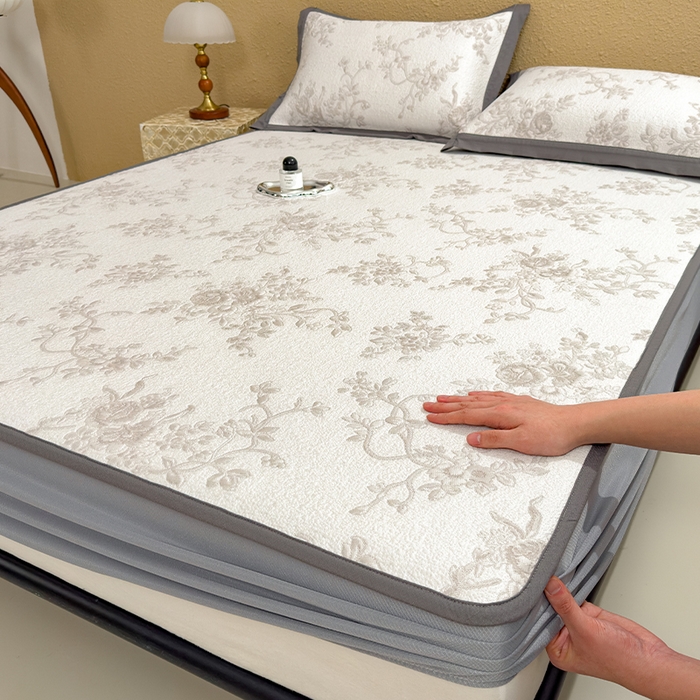 女子家纺 2026新款夏天A类母婴级凉感值过0.21凉豆豆软席凉席-思琳娜系列 思琳娜-豆咖-床笠款