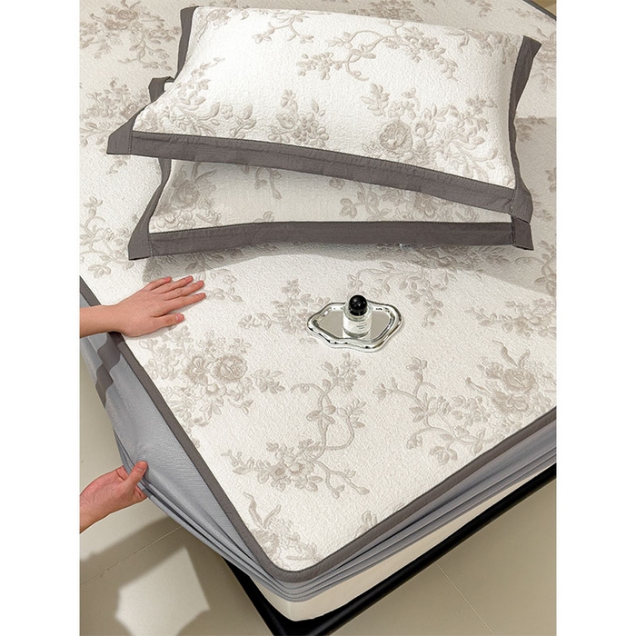 91家纺网 家纺一手货源 找家纺 女子家纺 2026新款夏天A类母婴级凉感值过0.21凉豆豆软席凉席-思琳娜系列 思琳娜-豆咖-床笠款