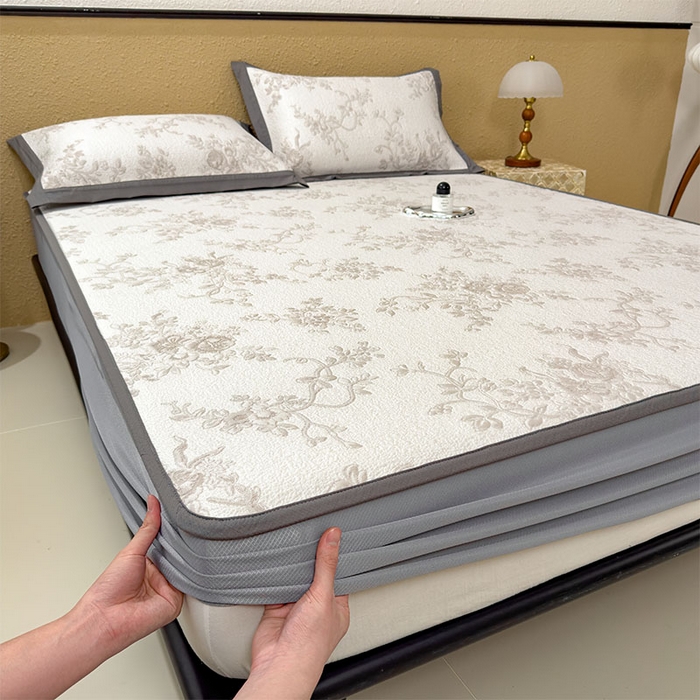 91家纺网 家纺一手货源 找家纺 女子家纺 2026新款夏天A类母婴级凉感值过0.21凉豆豆软席凉席-思琳娜系列 思琳娜-豆咖-床笠款