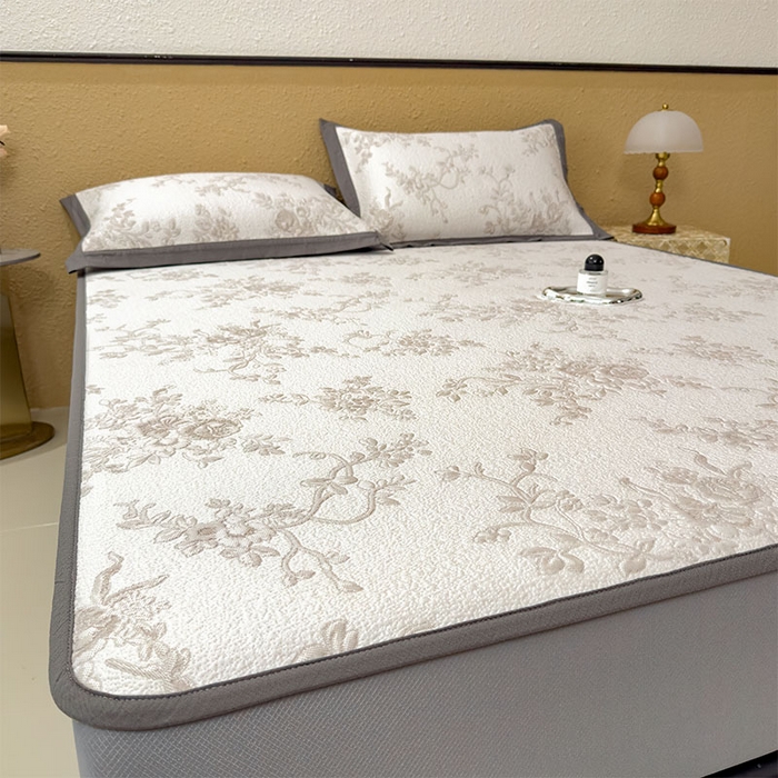 91家纺网 家纺一手货源 找家纺 女子家纺 2026新款夏天A类母婴级凉感值过0.21凉豆豆软席凉席-思琳娜系列 思琳娜-豆咖-床笠款