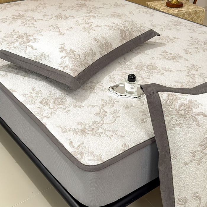 91家纺网 家纺一手货源 找家纺 女子家纺 2026新款夏天A类母婴级凉感值过0.21凉豆豆软席凉席-思琳娜系列 思琳娜-豆咖-床笠款