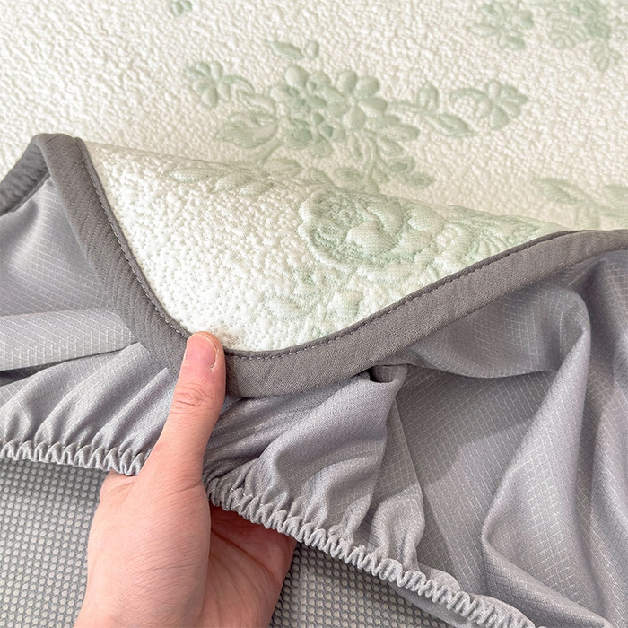 91家纺网 家纺一手货源 找家纺 女子家纺 2026新款夏天A类母婴级凉感值过0.21凉豆豆软席凉席-思琳娜系列 思琳娜-豆绿-床笠款