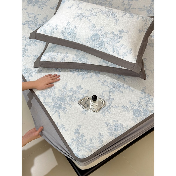 91家纺网 家纺一手货源 找家纺 女子家纺 2026新款夏天A类母婴级凉感值过0.21凉豆豆软席凉席-思琳娜系列 思琳娜-天空蓝-床笠款