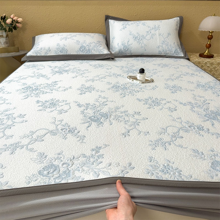 91家纺网 家纺一手货源 找家纺 女子家纺 2026新款夏天A类母婴级凉感值过0.21凉豆豆软席凉席-思琳娜系列 思琳娜-天空蓝-床笠款