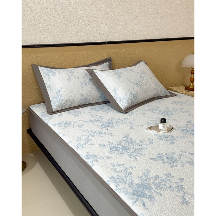 91家纺网 家纺一手货源 找家纺 女子家纺 2026新款夏天A类母婴级凉感值过0.21凉豆豆软席凉席-思琳娜系列 思琳娜-天空蓝-床笠款