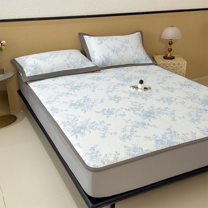 91家纺网 家纺一手货源 找家纺 女子家纺 2026新款夏天A类母婴级凉感值过0.21凉豆豆软席凉席-思琳娜系列 思琳娜-天空蓝-床笠款