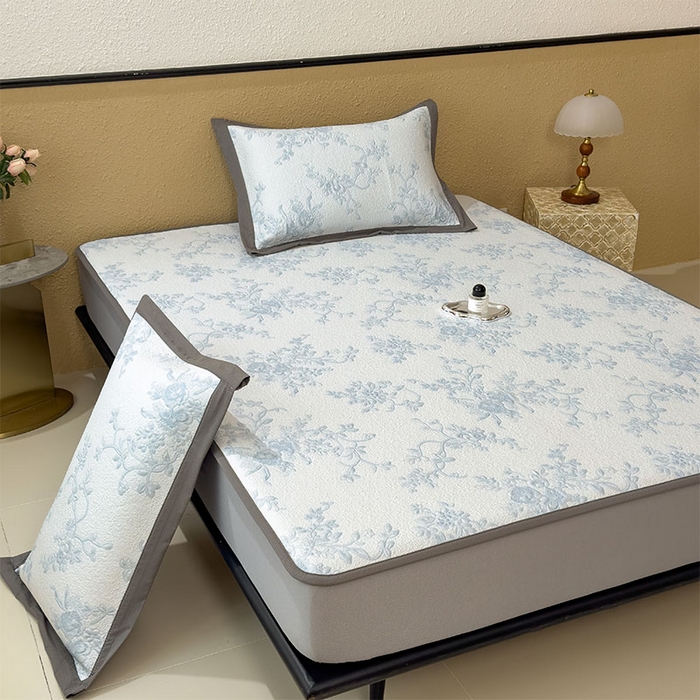 91家纺网 家纺一手货源 找家纺 女子家纺 2026新款夏天A类母婴级凉感值过0.21凉豆豆软席凉席-思琳娜系列 思琳娜-天空蓝-床笠款