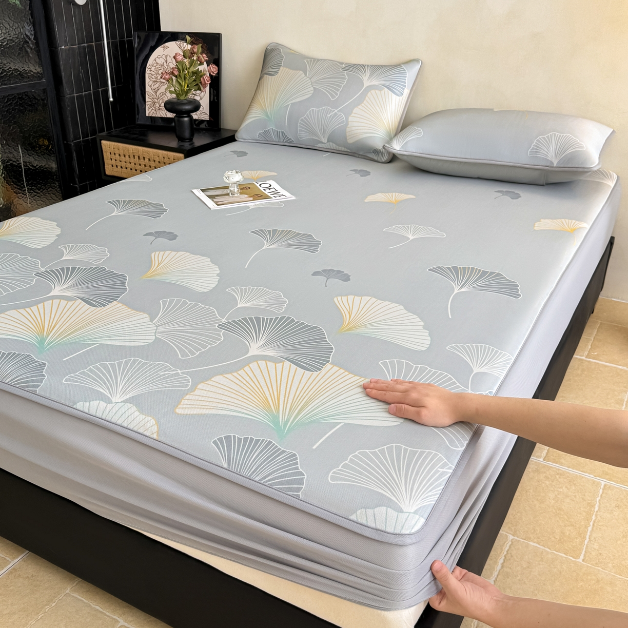 91家纺网 家纺一手货源 找家纺 （总）鑫姿席业 2026新款A类凉感抗菌凉席-银杏叶