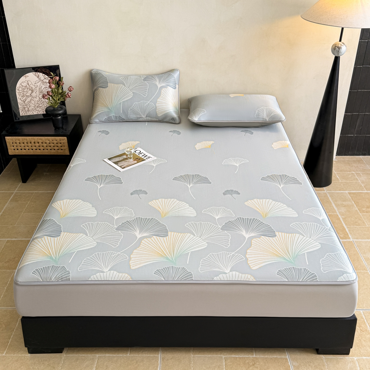 91家纺网 家纺一手货源 找家纺 （总）鑫姿席业 2026新款A类凉感抗菌凉席-银杏叶