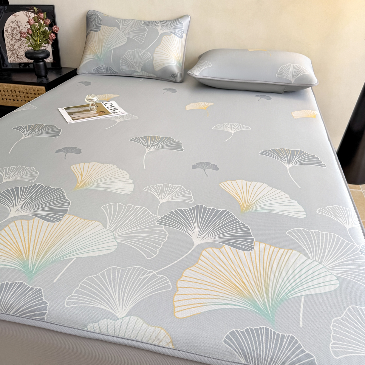 91家纺网 家纺一手货源 找家纺 （总）鑫姿席业 2026新款A类凉感抗菌凉席-银杏叶