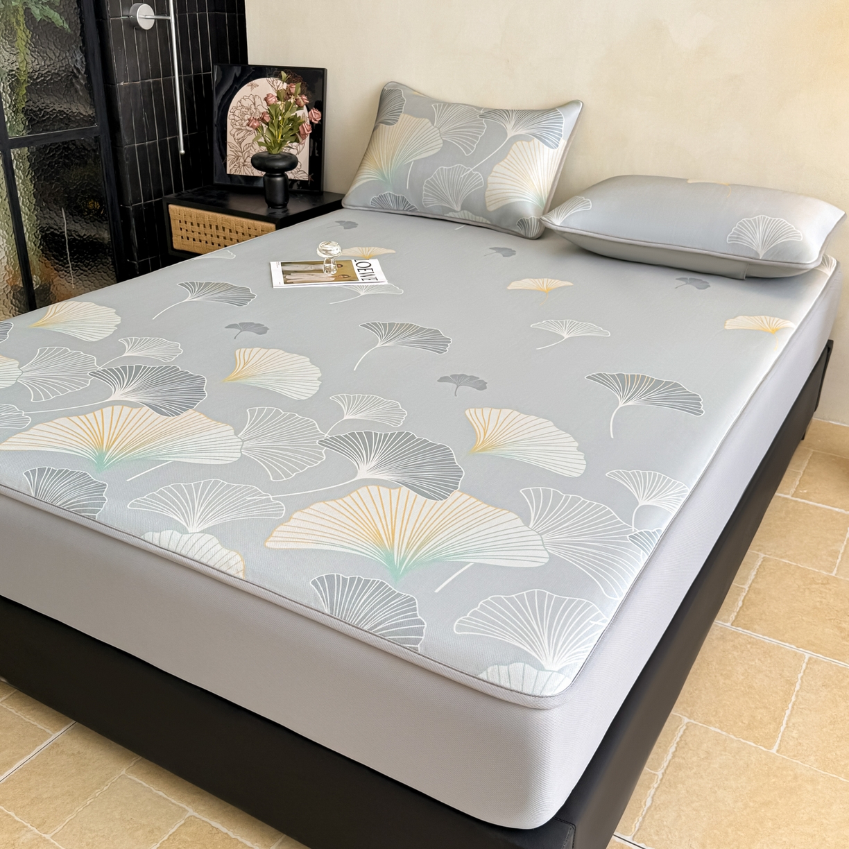 91家纺网 家纺一手货源 找家纺 （总）鑫姿席业 2026新款A类凉感抗菌凉席-银杏叶