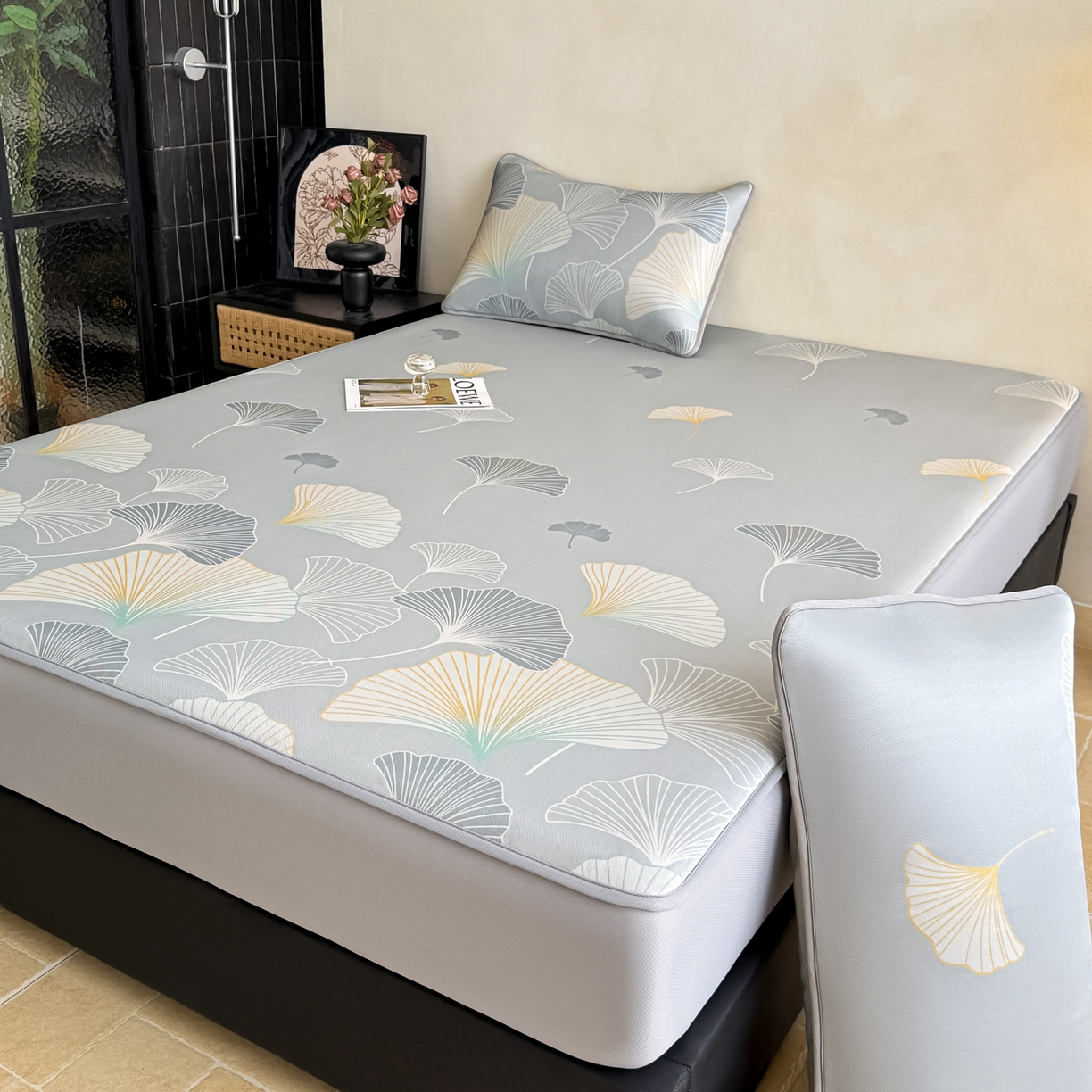 91家纺网 家纺一手货源 找家纺 （总）鑫姿席业 2026新款A类凉感抗菌凉席-银杏叶