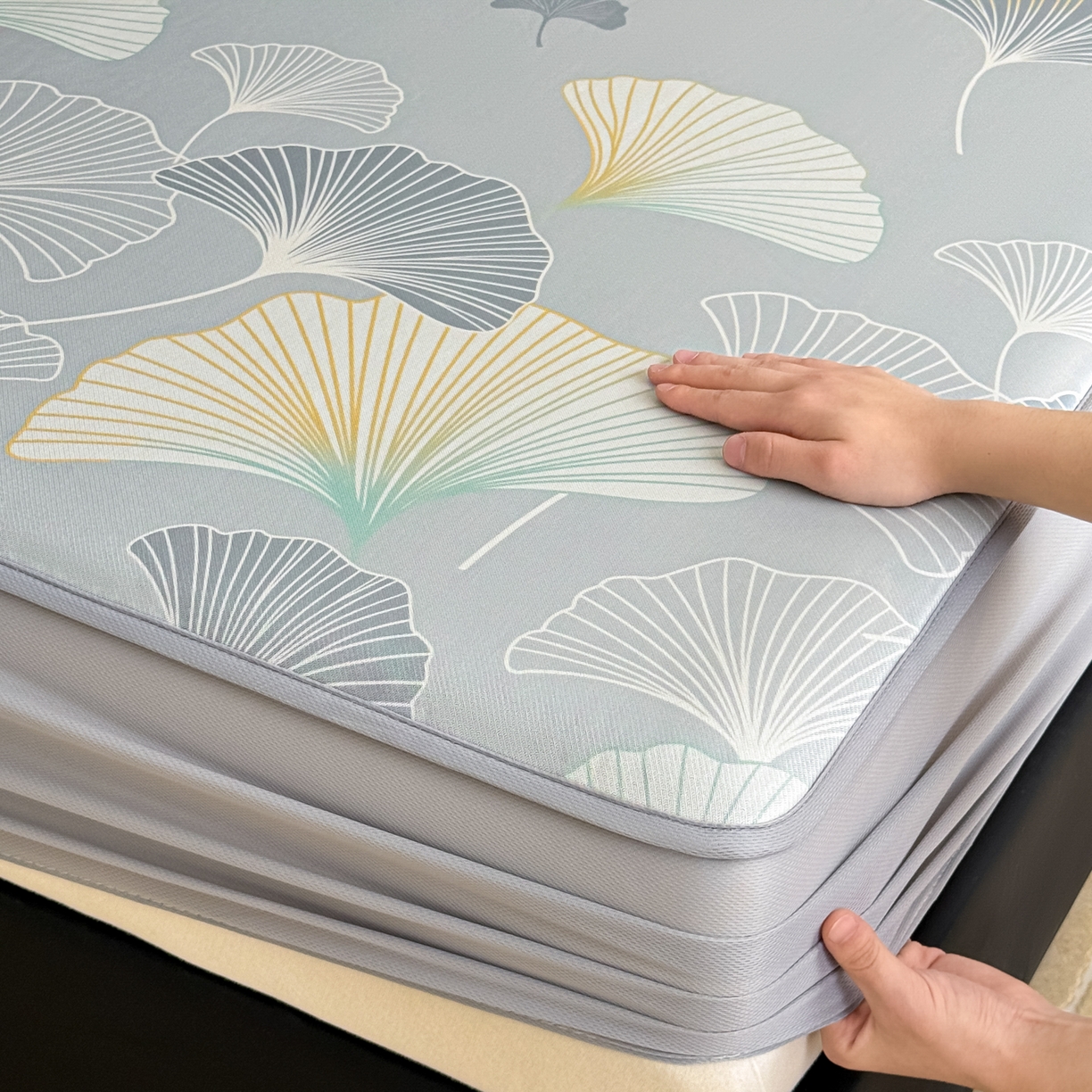 91家纺网 家纺一手货源 找家纺 （总）鑫姿席业 2026新款A类凉感抗菌凉席-银杏叶