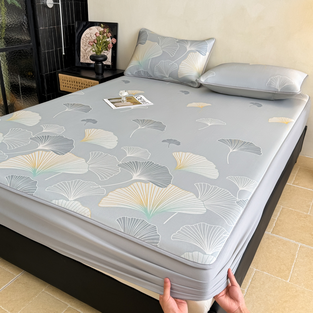 91家纺网 家纺一手货源 找家纺 （总）鑫姿席业 2026新款A类凉感抗菌凉席-银杏叶