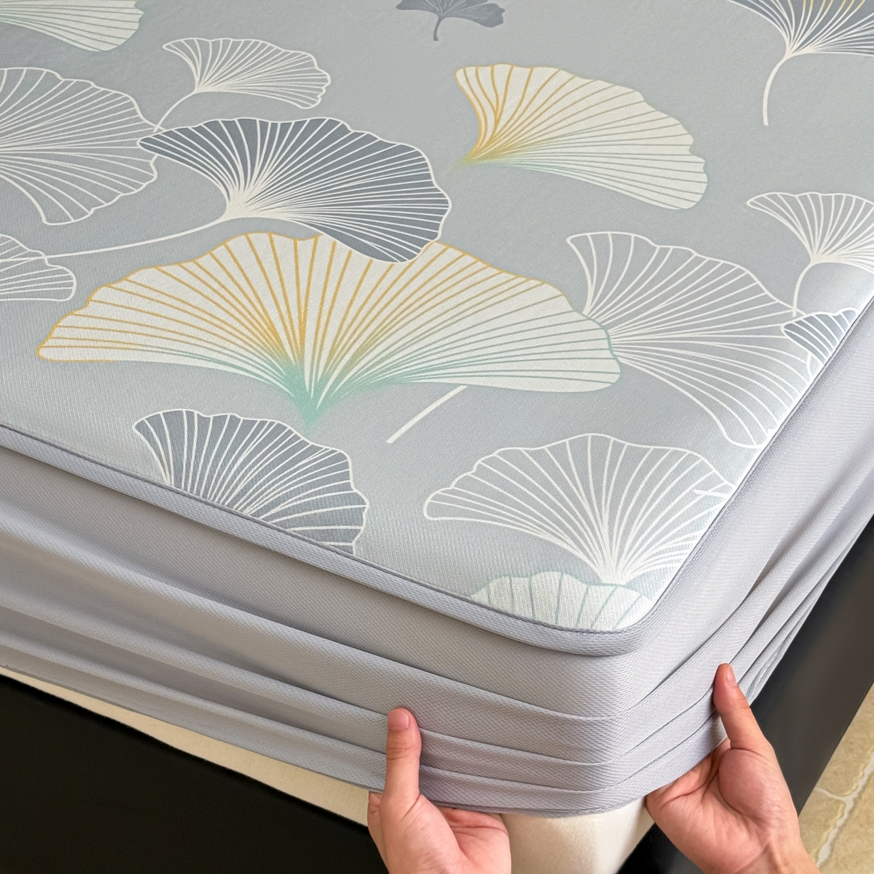 91家纺网 家纺一手货源 找家纺 （总）鑫姿席业 2026新款A类凉感抗菌凉席-银杏叶