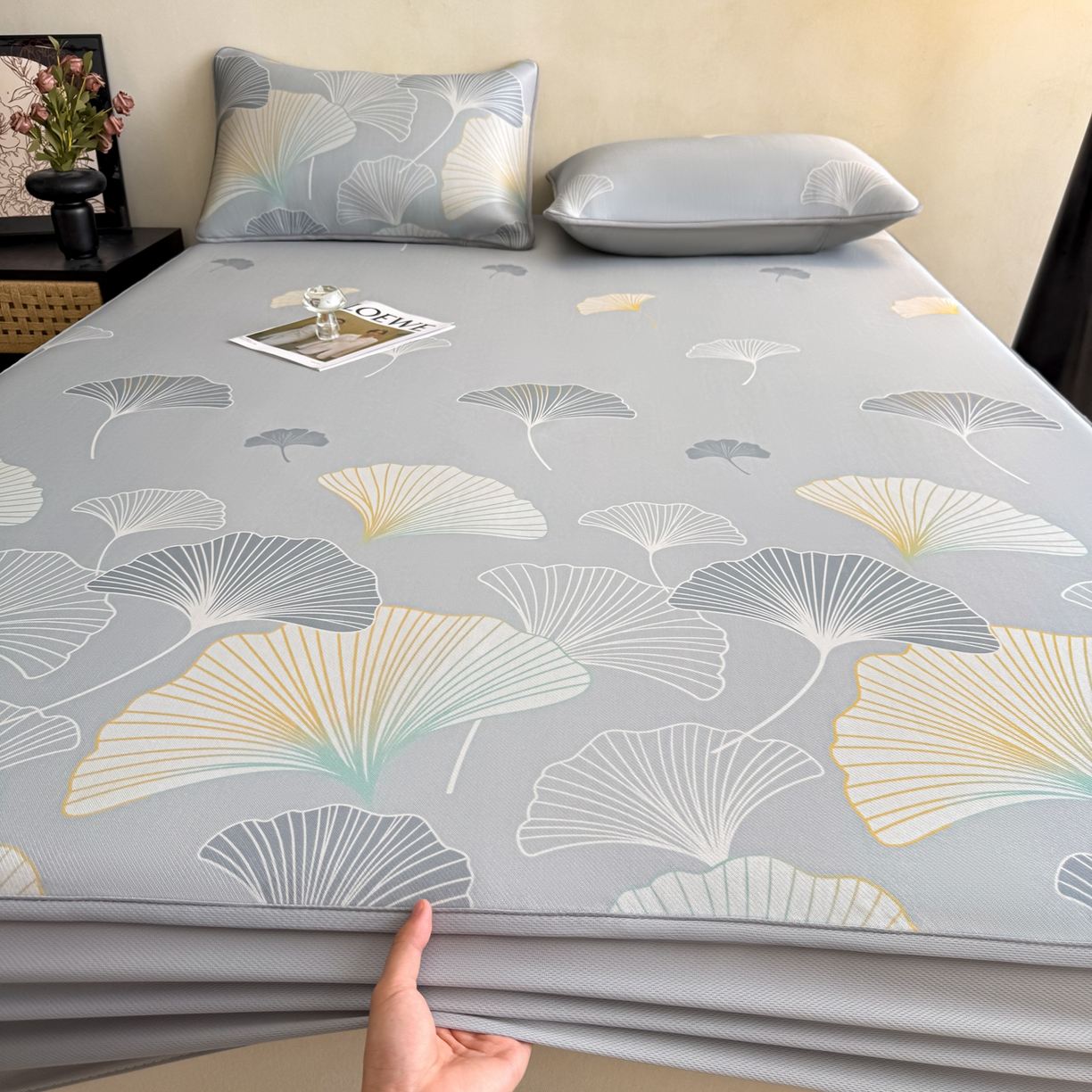 91家纺网 家纺一手货源 找家纺 （总）鑫姿席业 2026新款A类凉感抗菌凉席-银杏叶