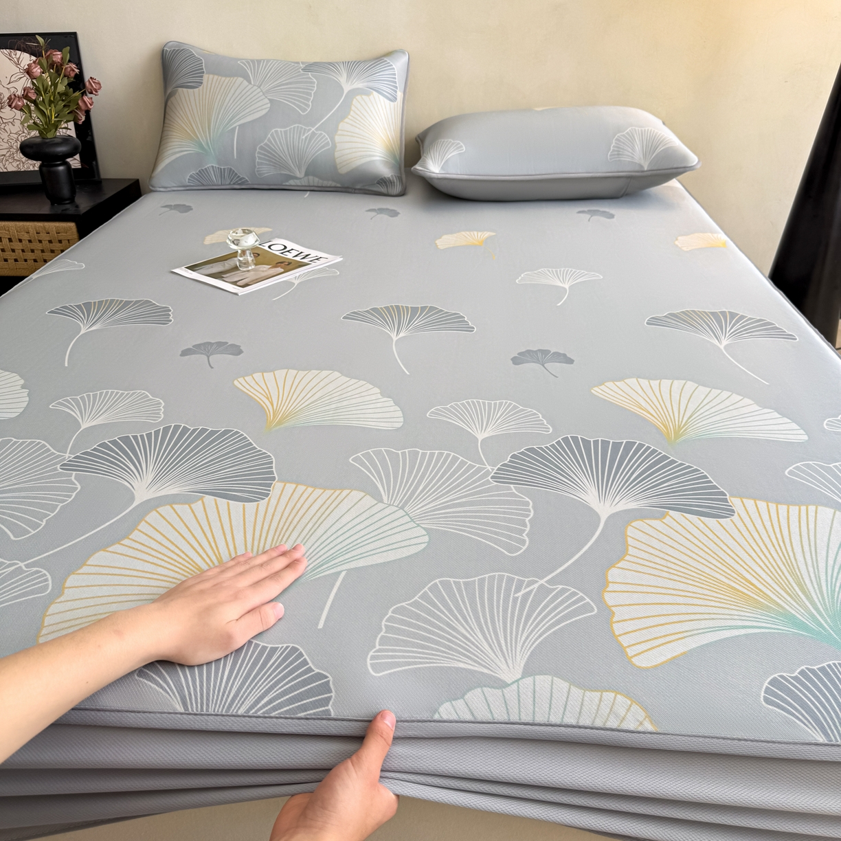 91家纺网 家纺一手货源 找家纺 （总）鑫姿席业 2026新款A类凉感抗菌凉席-银杏叶