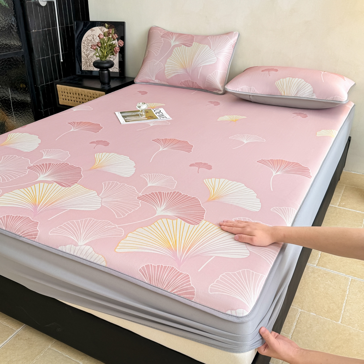 91家纺网 家纺一手货源 找家纺 （总）鑫姿席业 2026新款A类凉感抗菌凉席-银杏叶