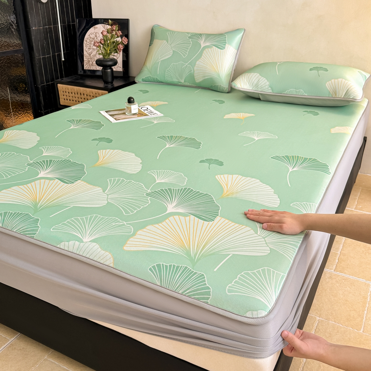 91家纺网 家纺一手货源 找家纺 （总）鑫姿席业 2026新款A类凉感抗菌凉席-银杏叶