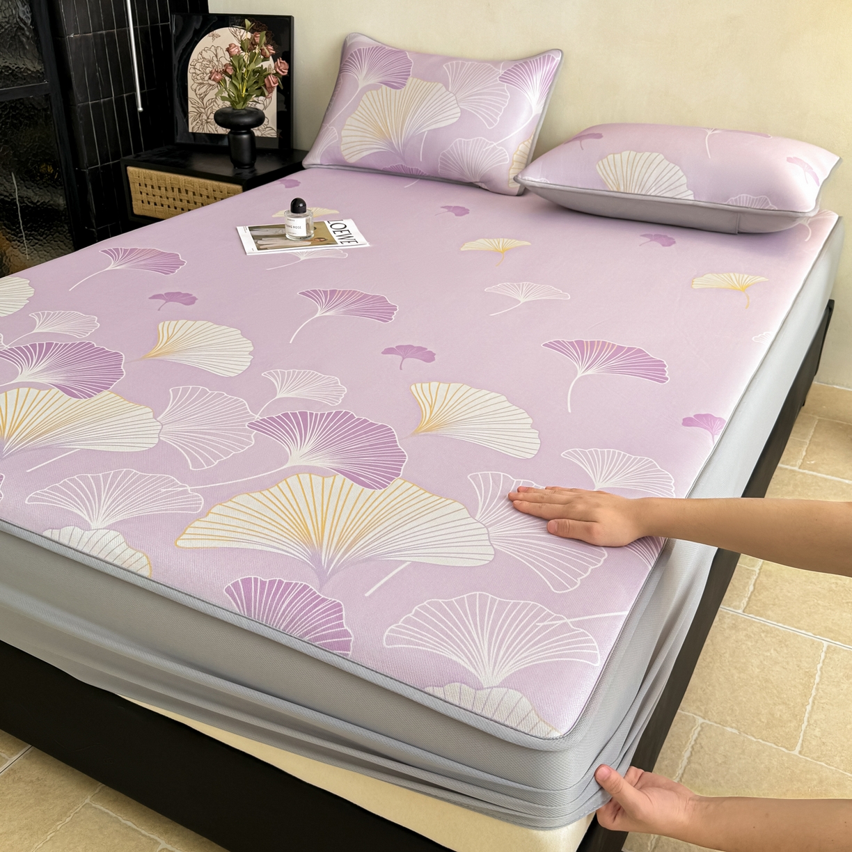 91家纺网 家纺一手货源 找家纺 （总）鑫姿席业 2026新款A类凉感抗菌凉席-银杏叶