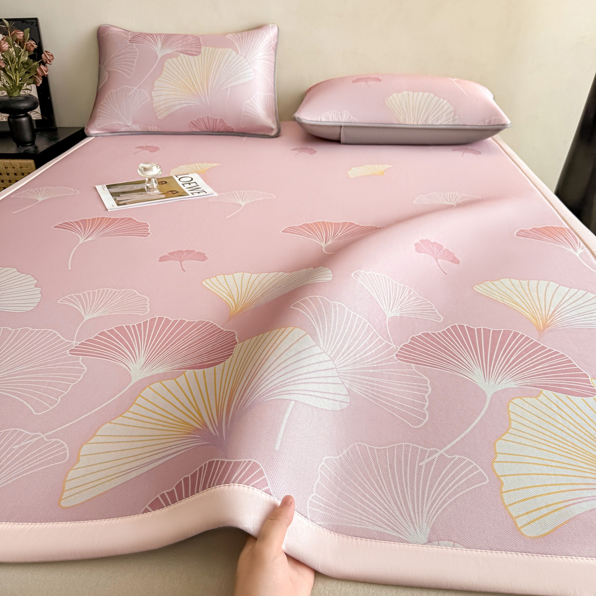 91家纺网 家纺一手货源 找家纺 （总）鑫姿席业 2026新款A类凉感抗菌凉席-银杏叶