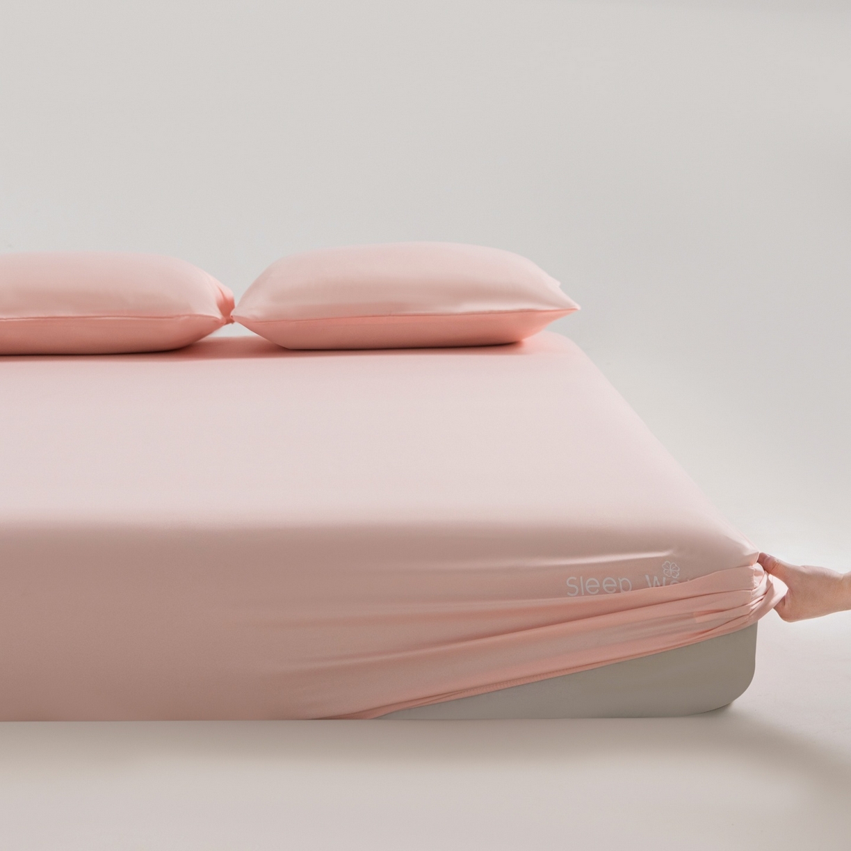 花伞家居 2026新款高级感简约烫画水洗真丝单床笠床笠单件 床笠-浅玉