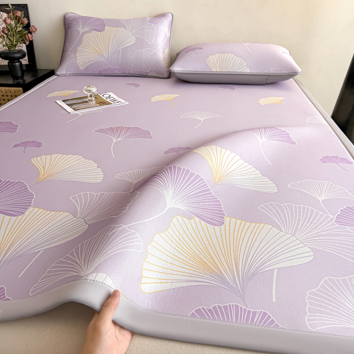 91家纺网 家纺一手货源 找家纺 （总）鑫姿席业 2026新款A类凉感抗菌凉席-银杏叶