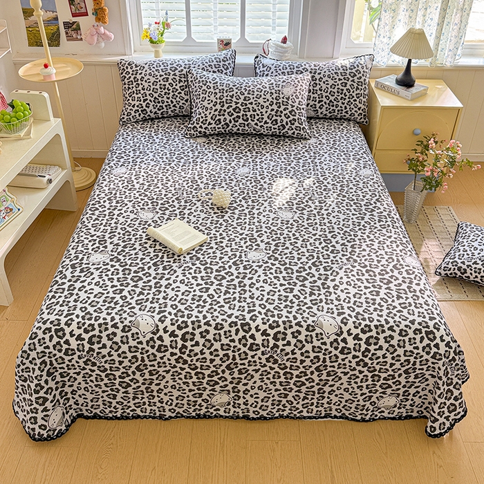 91家纺网 家纺一手货源 找家纺 花伞家居 2026新款蕾丝花边款皱皱双层纱单床单床单单件含买家秀 床单-豹纹灰