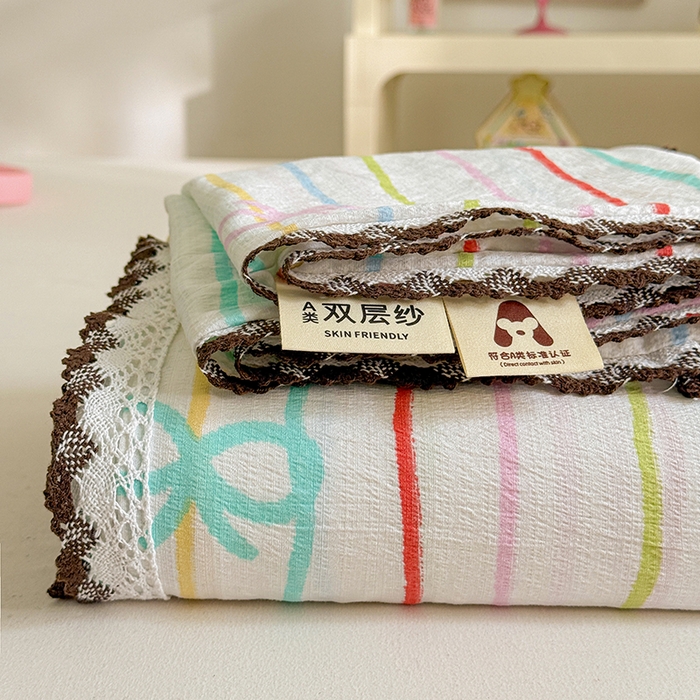 花伞家居 2026新款蕾丝花边款皱皱双层纱单床单床单单件含买家秀 床单-彩色可爱