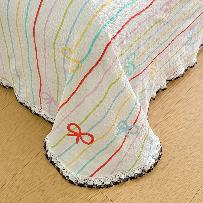 91家纺网 家纺一手货源 找家纺 花伞家居 2026新款蕾丝花边款皱皱双层纱单床单床单单件含买家秀 床单-彩色可爱