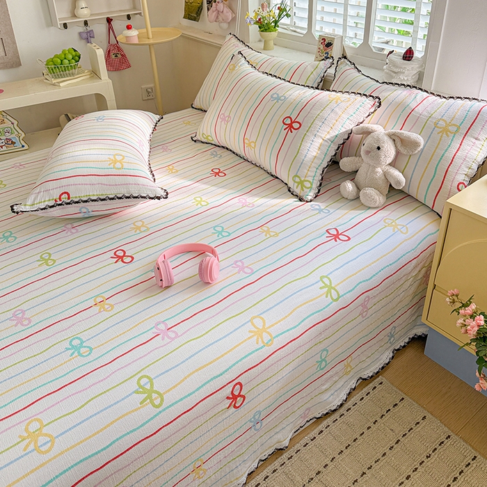 91家纺网 家纺一手货源 找家纺 花伞家居 2026新款蕾丝花边款皱皱双层纱单床单床单单件含买家秀 床单-彩色可爱