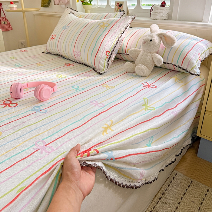 91家纺网 家纺一手货源 找家纺 花伞家居 2026新款蕾丝花边款皱皱双层纱单床单床单单件含买家秀 床单-彩色可爱