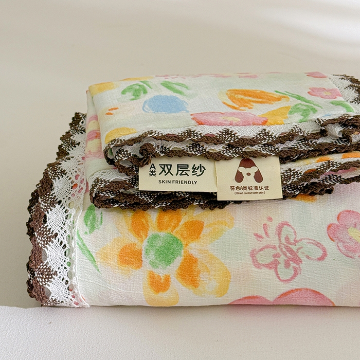 花伞家居 2026新款蕾丝花边款皱皱双层纱单床单床单单件含买家秀 床单-风传花信