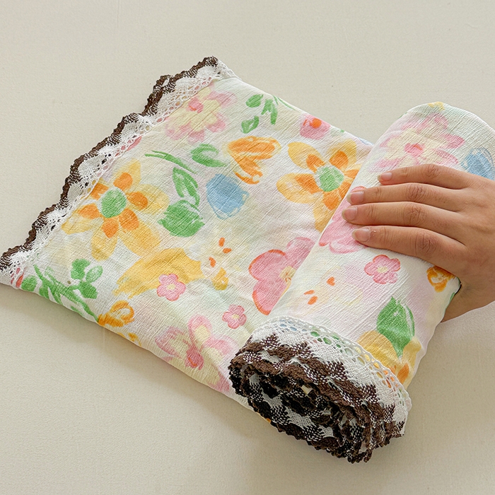 91家纺网 家纺一手货源 找家纺 花伞家居 2026新款蕾丝花边款皱皱双层纱单床单床单单件含买家秀 床单-风传花信