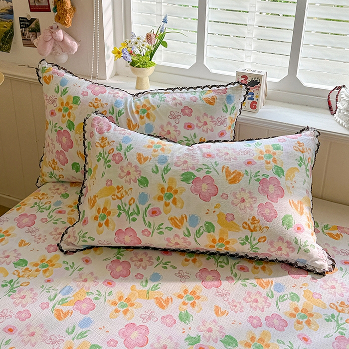 91家纺网 家纺一手货源 找家纺 花伞家居 2026新款蕾丝花边款皱皱双层纱单床单床单单件含买家秀 床单-风传花信