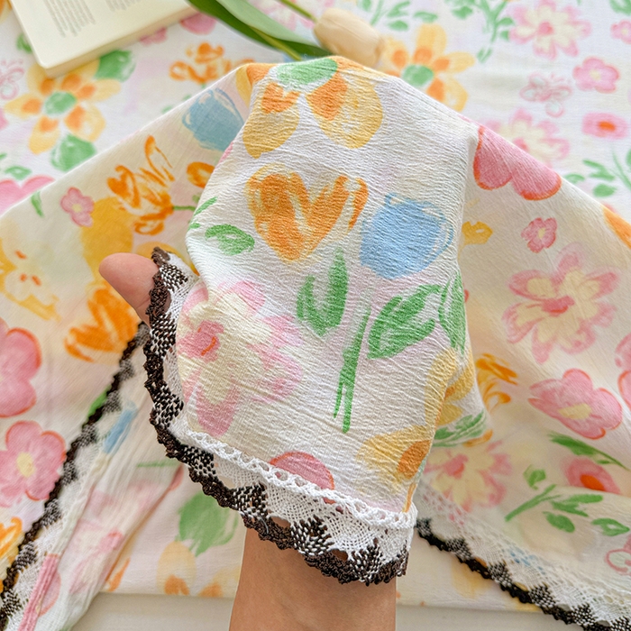 91家纺网 家纺一手货源 找家纺 花伞家居 2026新款蕾丝花边款皱皱双层纱单床单床单单件含买家秀 床单-风传花信