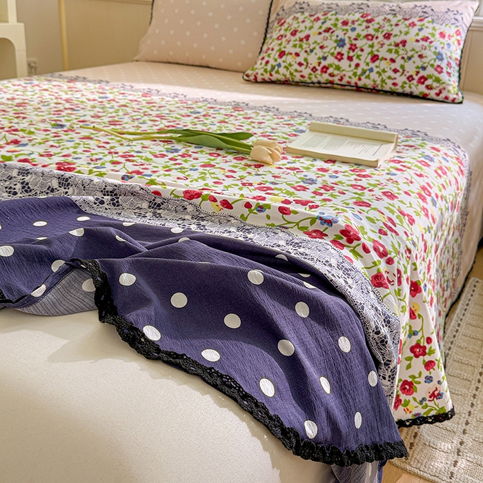 91家纺网 家纺一手货源 找家纺 花伞家居 2026新款蕾丝花边款皱皱双层纱单床单床单单件含买家秀 床单-蕾丝碎花