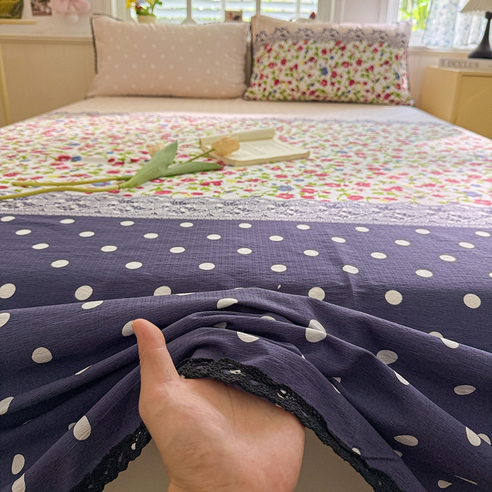91家纺网 家纺一手货源 找家纺 花伞家居 2026新款蕾丝花边款皱皱双层纱单床单床单单件含买家秀 床单-蕾丝碎花