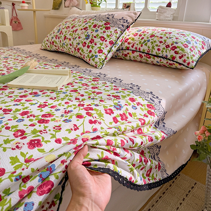 91家纺网 家纺一手货源 找家纺 花伞家居 2026新款蕾丝花边款皱皱双层纱单床单床单单件含买家秀 床单-蕾丝碎花