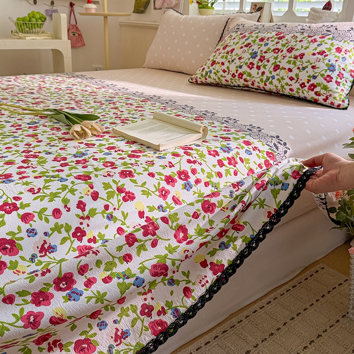 91家纺网 家纺一手货源 找家纺 花伞家居 2026新款蕾丝花边款皱皱双层纱单床单床单单件含买家秀 床单-蕾丝碎花