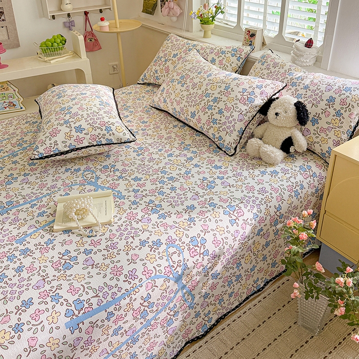 91家纺网 家纺一手货源 找家纺 花伞家居 2026新款蕾丝花边款皱皱双层纱单床单床单单件含买家秀 床单-美丽花园